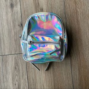 Forever 21 Mini Rainbow Holographic Backpack